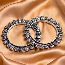 Classic Oxidized Silver Bangles (Set of 2)